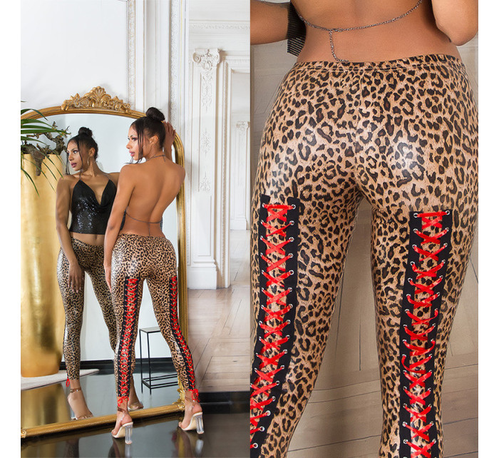 Sexy KouCla Wetlook leggings with lacing at  back