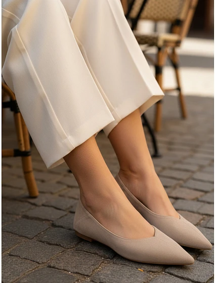 Dámské semišové baleríny model 22130456 béžové - FashionStreet