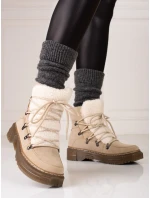 Módne hnedé dámske snehové topánky bez podpätku Módne hnedé dámske snehové topánky bez podpätku