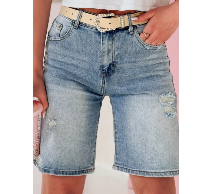 Dámské džínové šortky s páskem modré model 21987575 - Dstreet
