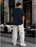 Pánske základné oversize tmavomodré bavlnené tričko FashionStreet RX5684 Pánske základné oversize tmavomodré bavlnené tričko FashionStreet RX5684