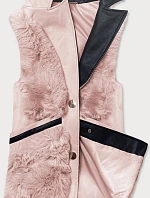 Lososová dámska vesta s kožušinkou (BR9593-12)