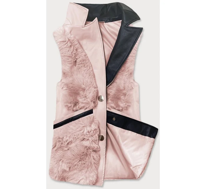 Lososová dámska vesta s kožušinkou (BR9593-12)