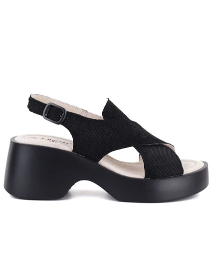 Dámské kožené sandály na platformě černé model 22099400 - S.Barski