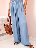 Široké dámske nohavice z viskózy s elastickým pásom z džínsoviny