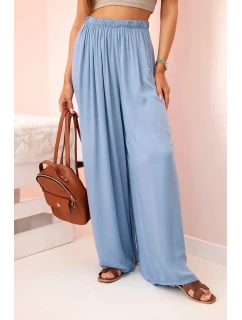 Široké dámske nohavice z viskózy s elastickým pásom z džínsoviny