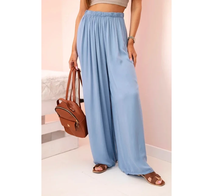 Široké dámske nohavice z viskózy s elastickým pásom z džínsoviny Široké dámske nohavice z viskózy s elastickým pásom z džínsoviny