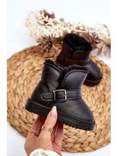 Dětské ekologické kožené sněhule s popruhem černé model 21645800 - Boto