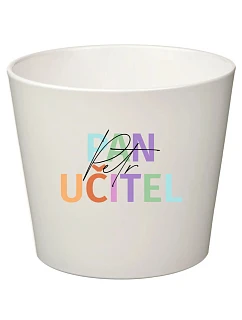 Bílý keramický květináč pro paní učitelku/pana učitele - velký