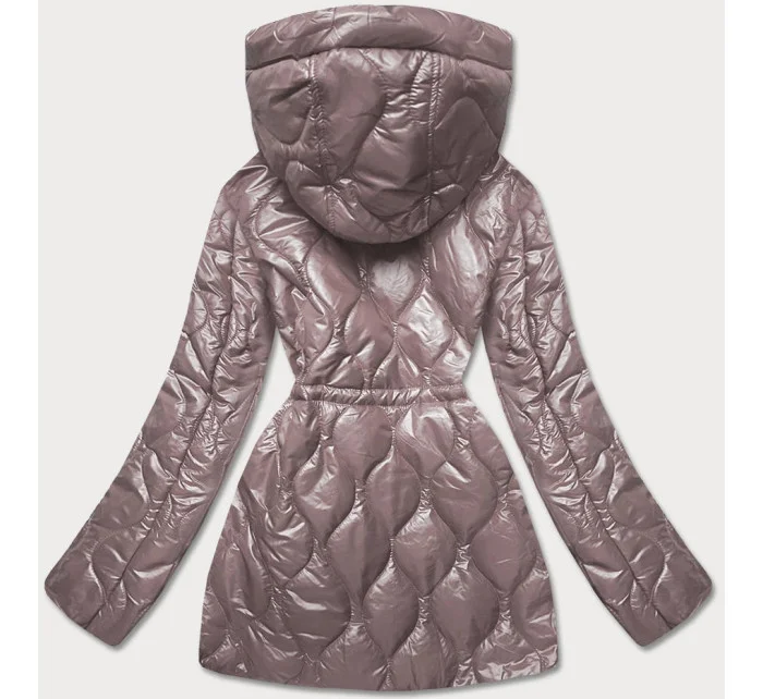 Dámska bunda vo farbe cappucino s ozdobnou podšívkou (BH2182)