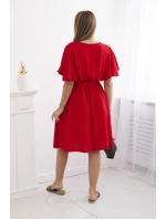 Šaty s vrstveným výstrihom červené