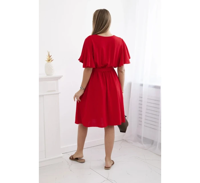 Šaty s vrstveným výstrihom červené