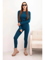 Dámská bavlněná souprava s dlouhým rukávem a legínami mořská Dámská bavlněná souprava s dlouhým rukávem a legínami mořská