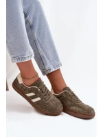 Sneakersy Damskie Zamszowe Na Platformie Ciemnozielone Sylviona