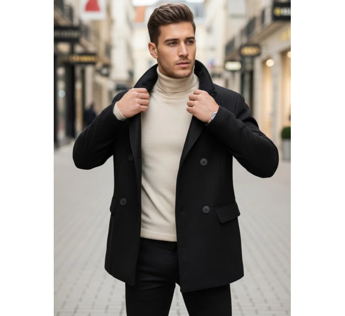 Pánsky čierny kabát FashionStreet CX0433