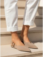 Dámske semišové baleríny s otvoreným podpätkom v béžovej farbe FashionStreet ZY1338