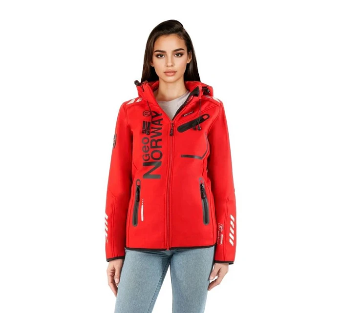 Geographical Norway Reine Red/Black LADY 007 Red (WU8187F/GNO-RED-BLACK)/WU8088 dámska softshellová bunda s kapucňou
