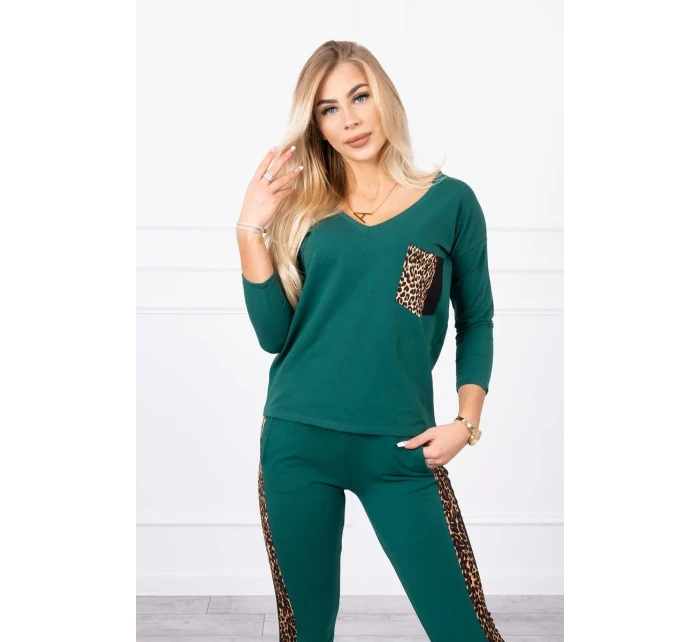 Sada s leopardím potiskem zelená