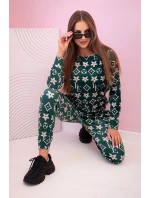 Dámska velúrová súprava s monogramom zelená + béžová