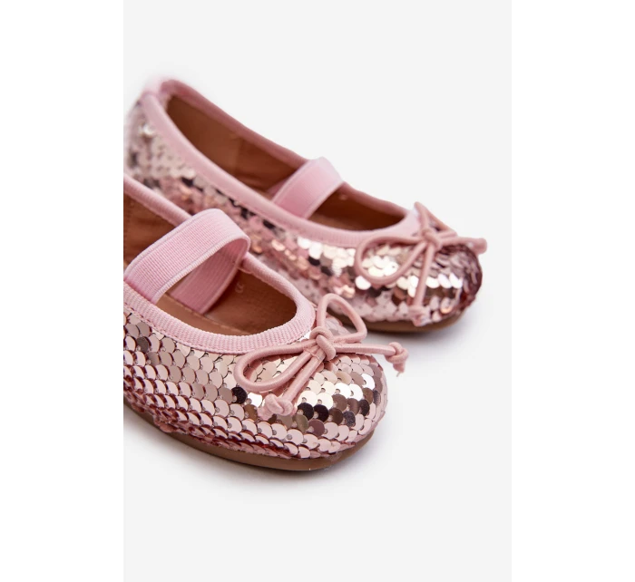 Balerinki Dziecięce Ozdobione Cekinami Różowe Weries Balerinki Dziecięce Ozdobione Cekinami Różowe Weries