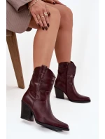 Dámske členkové topánky na podpätku D8271 Burgundy - Sweet Shoes Dámske členkové topánky na podpätku D8271 Burgundy - Sweet Shoes