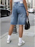 Dámske bermudy po kolená s cargo vreckami z džínsoviny FashionStreet SY0512