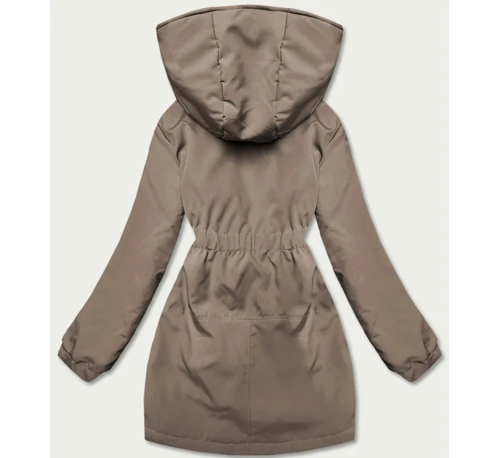 Béžová dámska bunda parka s kapucňou (B8121-12)