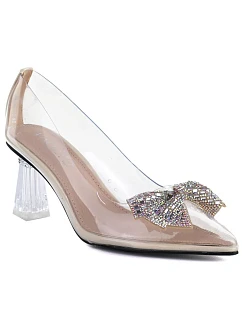 Priehľadné lodičky s mašľou a ozónovým podpätkom Vinceza 62275