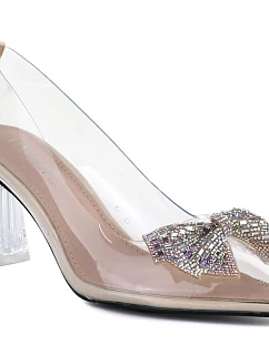 Priehľadné lodičky s mašľou a ozónovým podpätkom Vinceza 62275