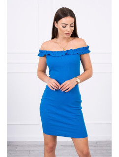 Nevädze modré volánikové šaty s pruhmi