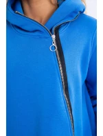 Zateplená mikina s asymetrickým zipsom nevädzovo modrá