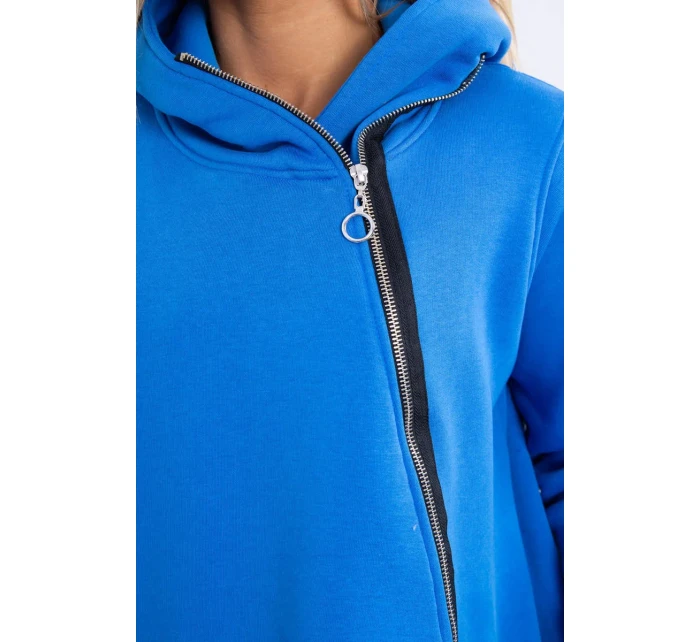Zateplená mikina s asymetrickým zipsom nevädzovo modrá