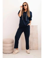 Dámska súprava maslová mikina s kapucňou a nohavice s opaskom modrá Dámska súprava maslová mikina s kapucňou a nohavice s opaskom modrá