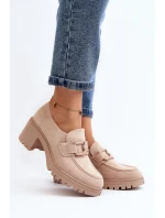 Sametové boty na podpatku béžové model 21646812 - VINCEZA