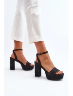 Džínové sandály na podpatku černé model 21649730 - Boto