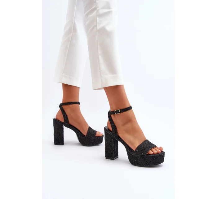 Džínové sandály na podpatku černé model 21649730 - Boto