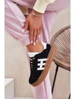 Sneakersy Damskie Na Platformie Czarne Syliyana