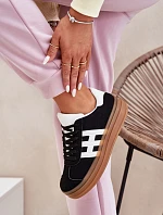 Sneakersy Damskie Na Platformie Czarne Syliyana