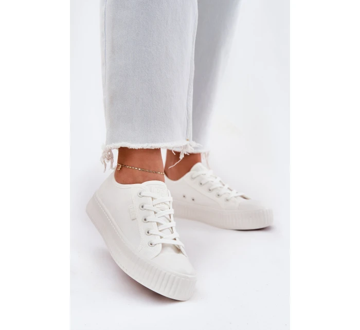 Materiałowe Trampki Damskie Na Platformie Big Star RR274776 Białe