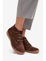 Skórzane Półbuty Damskie Z Przeszyciami Na Zamek Artiker 57C2117 Brązowe