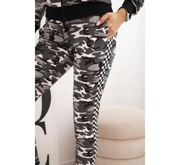 Dámska súprava s kapucňou s maskáčovou potlačou khaki + ecru