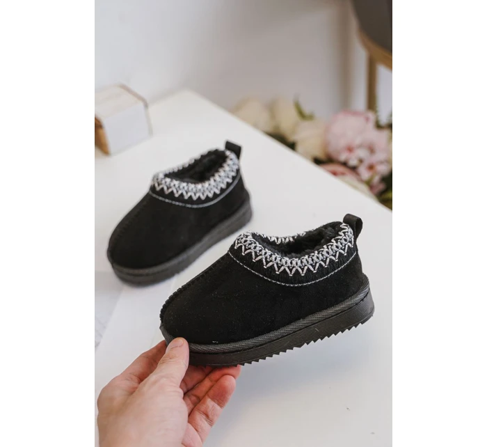 Śniegowce Botki Dziecięce Na Platformie Ocieplane Futerkiem Czarne Vilabria