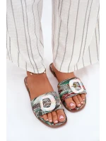 Płaskie Klapki Damskie Z Ozdobną Klamrą Multikolor Clariola Płaskie Klapki Damskie Z Ozdobną Klamrą Multikolor Clariola