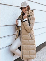 Dámská prošívaná zimní bunda s kapucí tmavě béžová Dstreet model 21971646 - FashionStreet