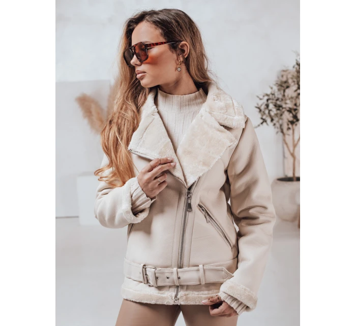 Dámská kožená bunda s ovčí kůží bílá Dstreet model 21981574 - FashionStreet