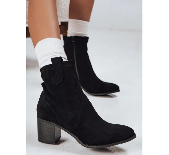 Dámské semišové kozačky na podpatku černé Dstreet model 21993779 - FashionStreet