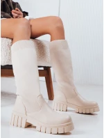 Dámské béžové kozačky Dstreet model 21993933 - FashionStreet