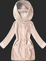 Vlnená bunda z alpaky s kapucňou light salmon (W214#)