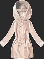 Vlnená bunda z alpaky s kapucňou light salmon (W214#)