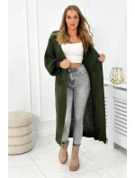 Svetr dlouhý kardigan khaki Svetr dlouhý kardigan khaki